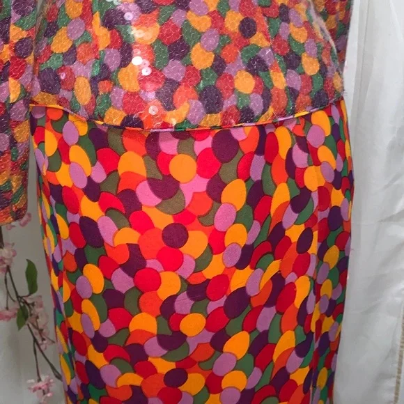 Vintage 1980's David Hayes Sequined Silk S… - Picture 8 of 12